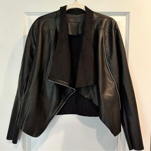 Faux Leather Moto Jacket with Zipper Detail
